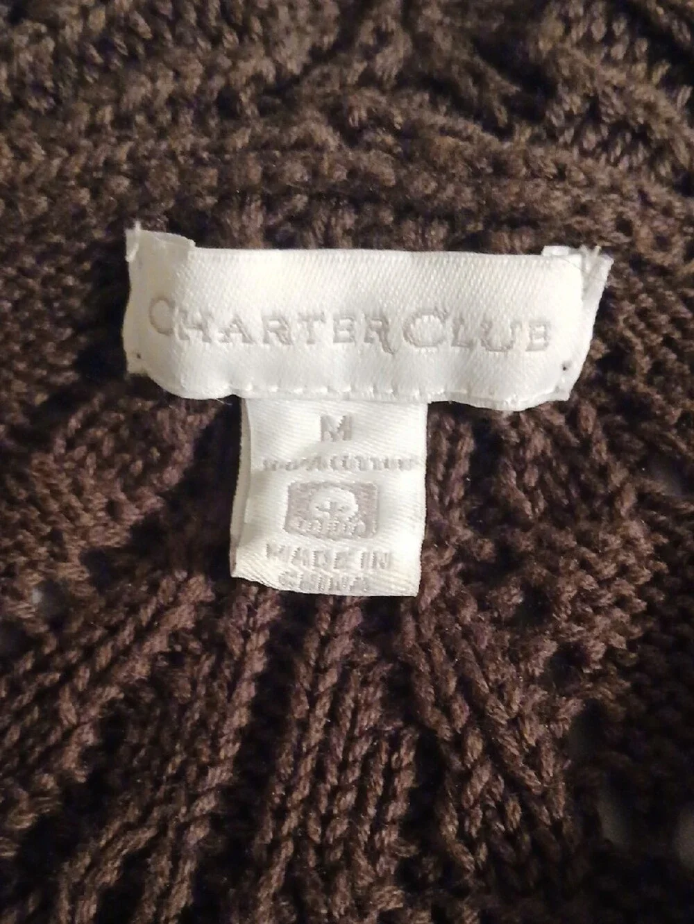 Charter Club Brown Cable-Knit Shawl Collar Cardigan